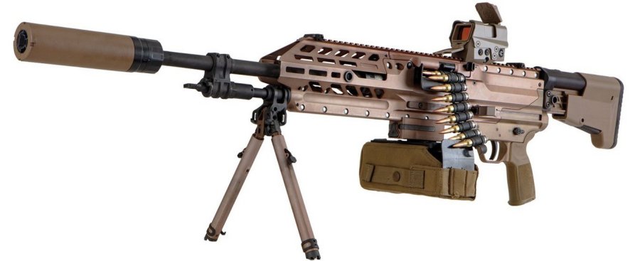 NGSW-Programm: SIG Sauer M7-Sturmgewehr und M250-MG nun mit Typenklassifizierung der US-Armee SIG Sauer M250-Maschinengewehr im Detail von vorne rechts.