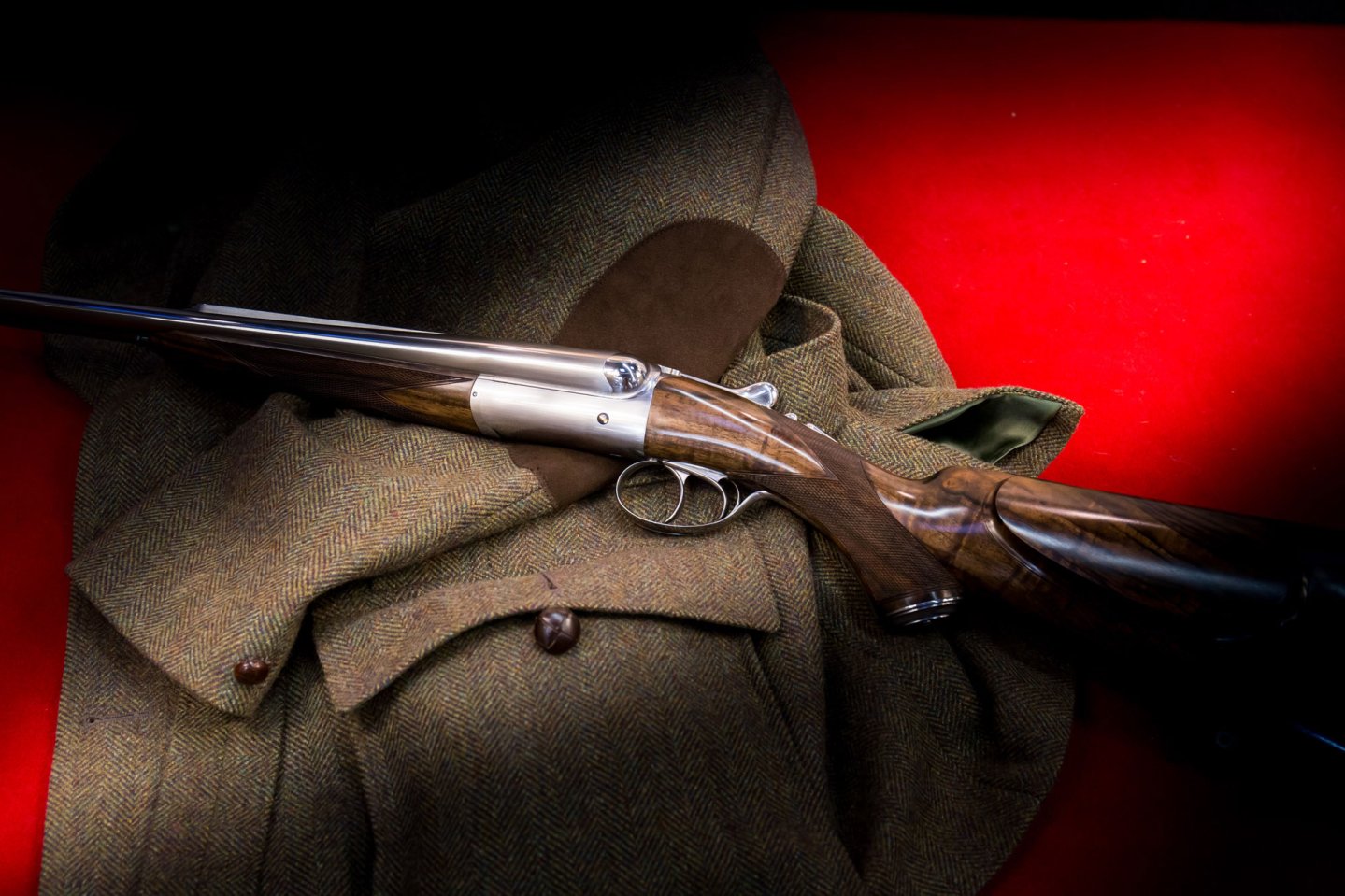 Max Ern: Büchsenmacher & Graveur Max Ern Doppelbüchse mit Vertikalblockverschluss, Kal. .375 Flanged in Vollansicht