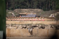 Long Range Experience 2023 − deutsche Schützen schießen in Polen auf bis zu 1.000 Yards: WAIMEX erprobt dabei jagdliche Hybridwaffen und eine SL-Büchse  Hier sieht man das Mirage genannte Hitzeflimmern, das sich beim Blick durch die Zieloptik noch verstärkt.