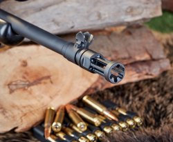 Ruger Scout Rifle: Zylinderverschluss-Repetierer in .308 Winchester im Test – Eine für Alles? Mündungsfeuerdämpfer des Ruger Scout Rifle in der Detailansicht.