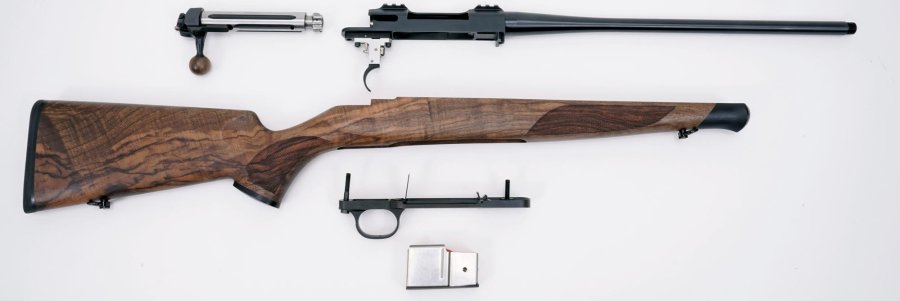 Vorstellung: Steel Action HSL – leichte Variante des jagdlichen Geradezugrepetierers Demontierte Steel Action HSL.