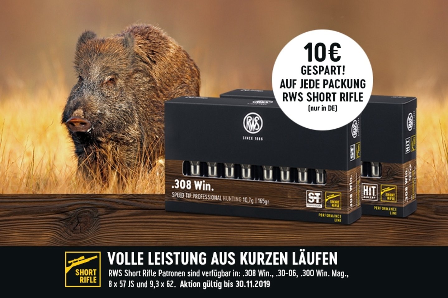 RWS Short Rifle Verkaufsaktion - 10 Euro Rabatt auf Munition mit Wildschwein