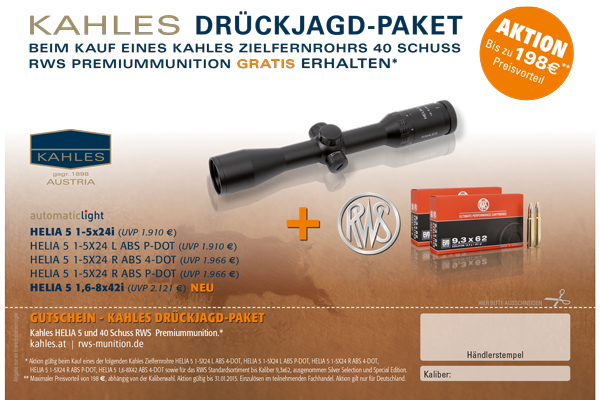 kahles: Jetzt KAHLES Drückjagdpaket mit 198 Euro Preisvorteil sichern