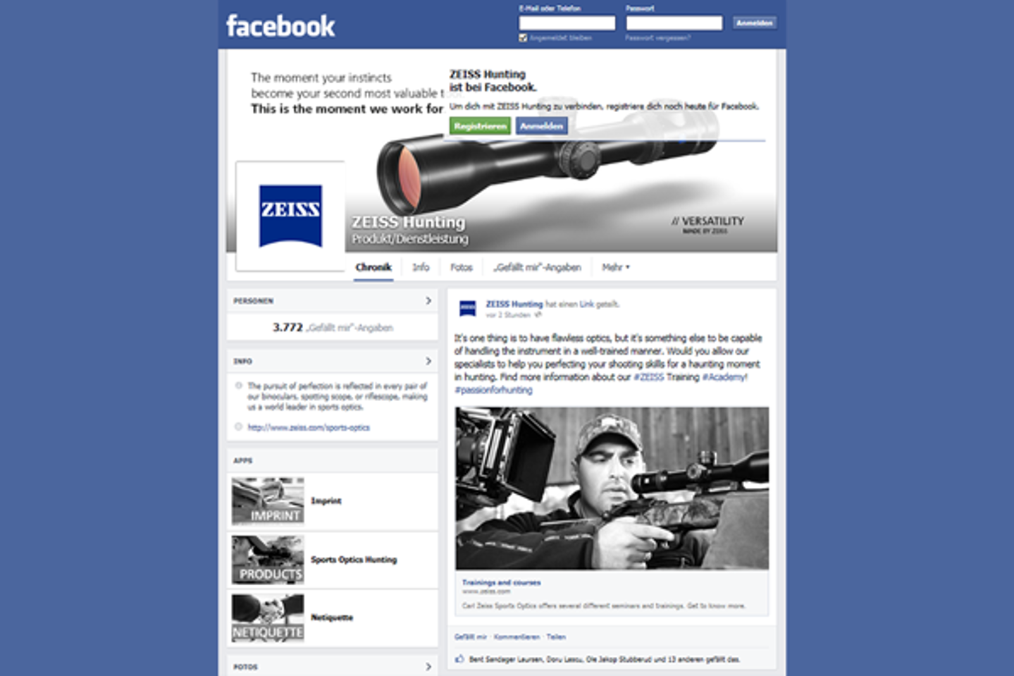ZEISS Hunting auf Facebook! ZEISS Hunting auf Facebook!