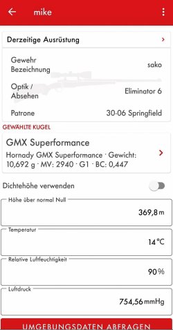 Test: Burris Eliminator 6 4-20x52: Digitales Zielfernrohr – in der Praxis im Revier Burris Ballistik App Screenshot.