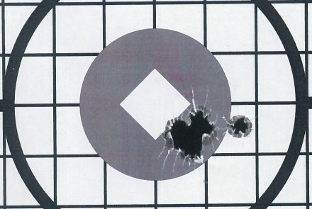 Erstes Schussbild mit der EAW-Schwenkmontage.