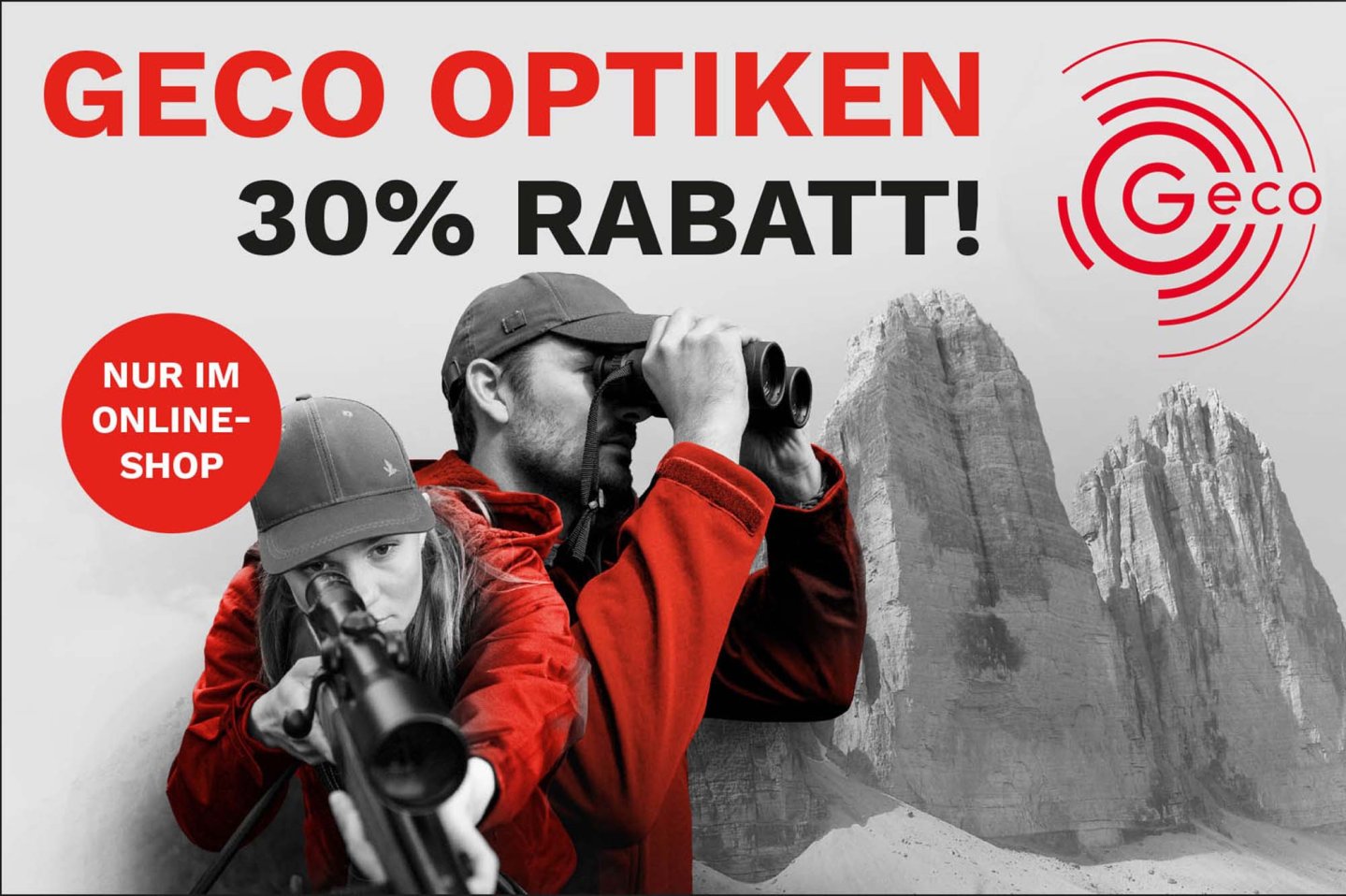 GECO startet eine 30%-Rabattaktion auf alle seine im Online-Shop verfügbaren Optiken.