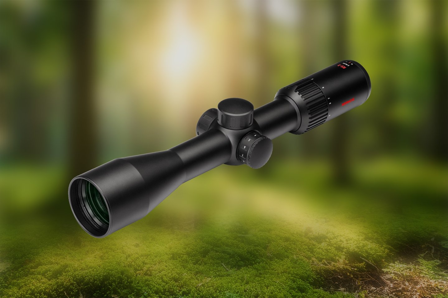 Minox erweitert das Zielfernrohrprogramm: Neues RS-3 3-9x44 und drei RS-4-Modelle mit Schiene Minox RS-3 3-9x44 vor Wald-Hintergrund.
