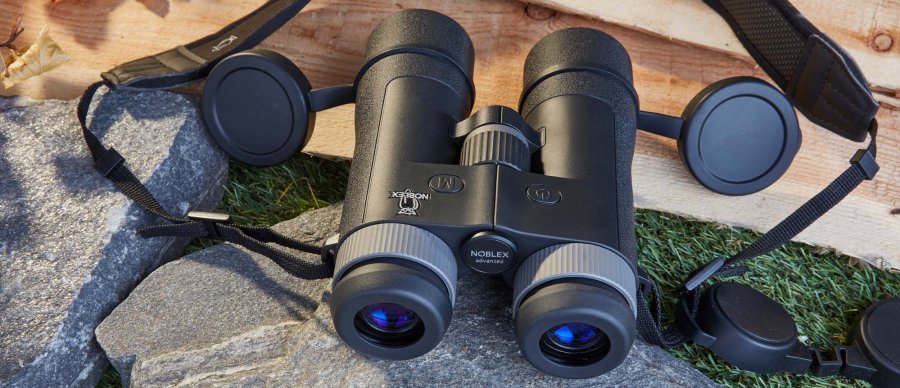 NOBLEX E-Optics NF 10x42 R advanced: Test des Fernglases mit integriertem Rangefinder im Revier NOBLEX NF 10x42 R advanced komplett von hinten.