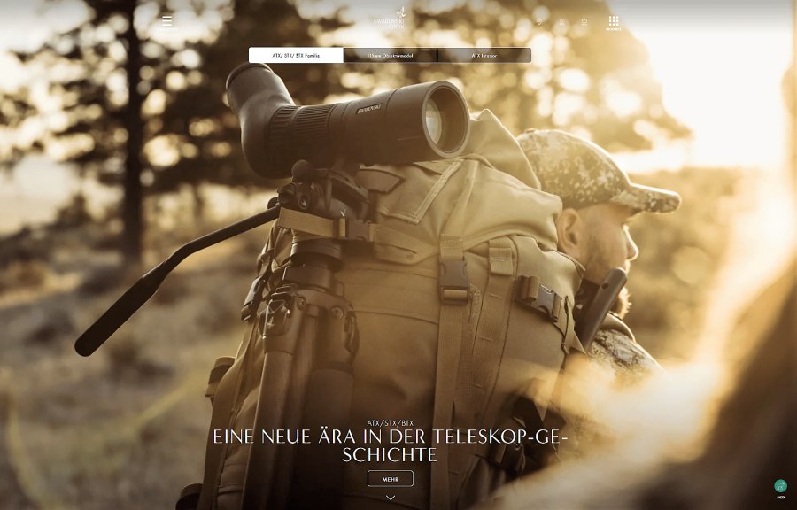 Swarovski Optik: Neuer Internetauftritt des Spezialisten für Jagdoptik, Natur- und Vogelbeobachtung Swarovski Optik teleskop auf rucksack von jaeger
