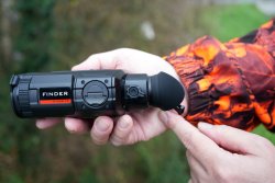 Praxistest: Vorstellung der Wärmbildkamera InfiRay Finder FH35R V2 mit einem ersten Testeindruck aus dem Revier Beim InfiRay Finder FH35R V2 sitzt der Dioptrienausgleich links vorm Okular.