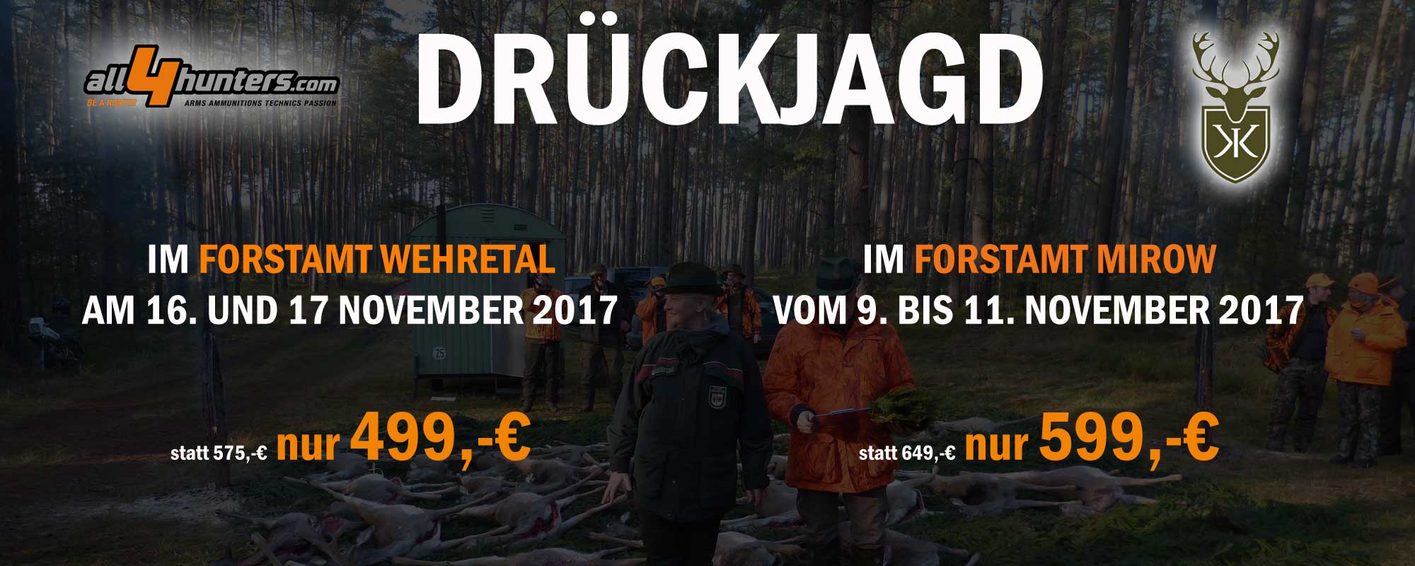 jagd-news: Zur Drückjagd im November mit all4hunters und K&K Premium Jagd