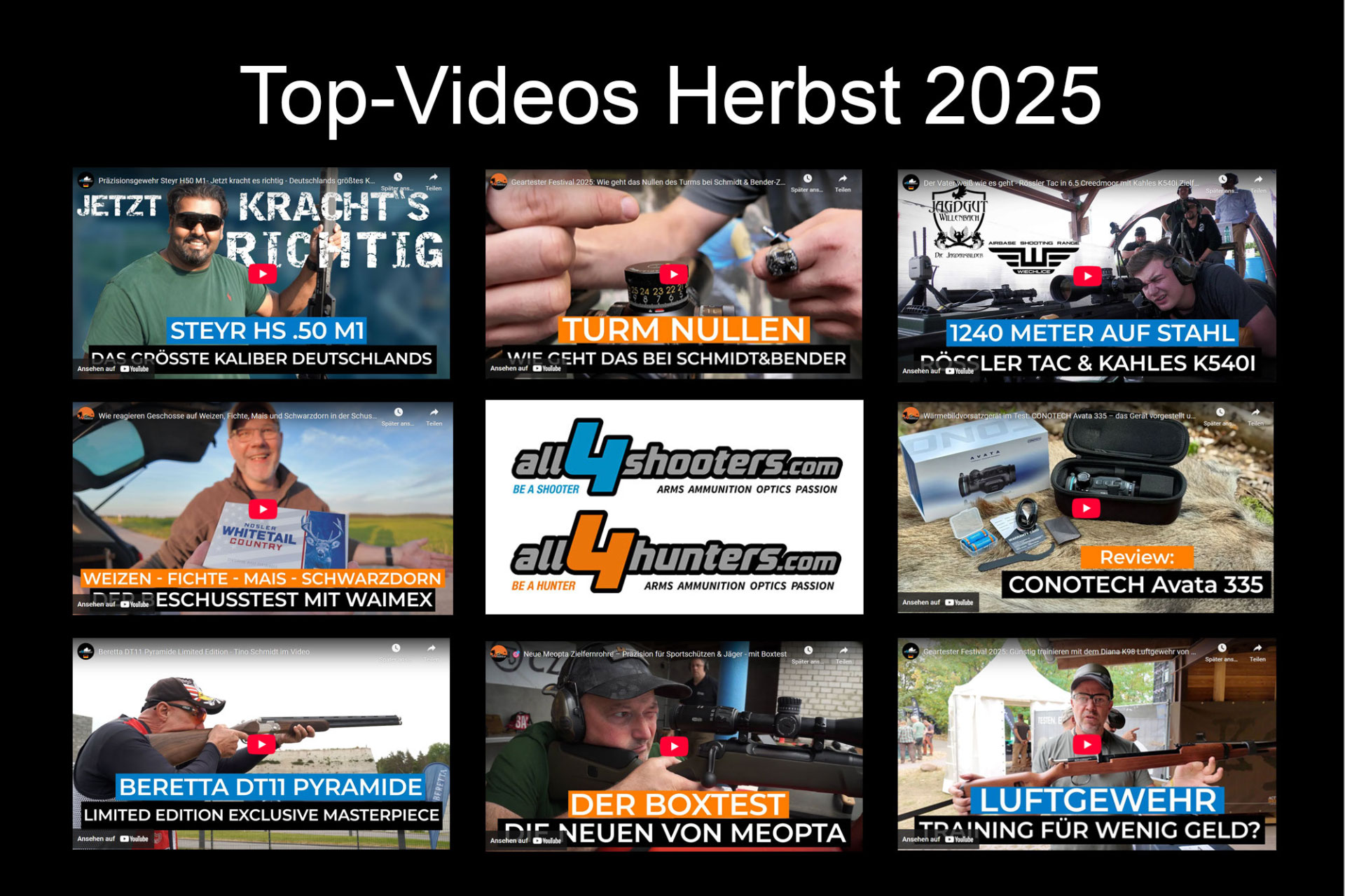 Top-Videos: Die Top-Videos von all4shooters und all4hunters − unsere Empfehlungsliste für den Herbst 2025 Top-Videos: Die Top-Videos von all4shooters und all4hunters − unsere Empfehlungsliste für den Herbst 2025