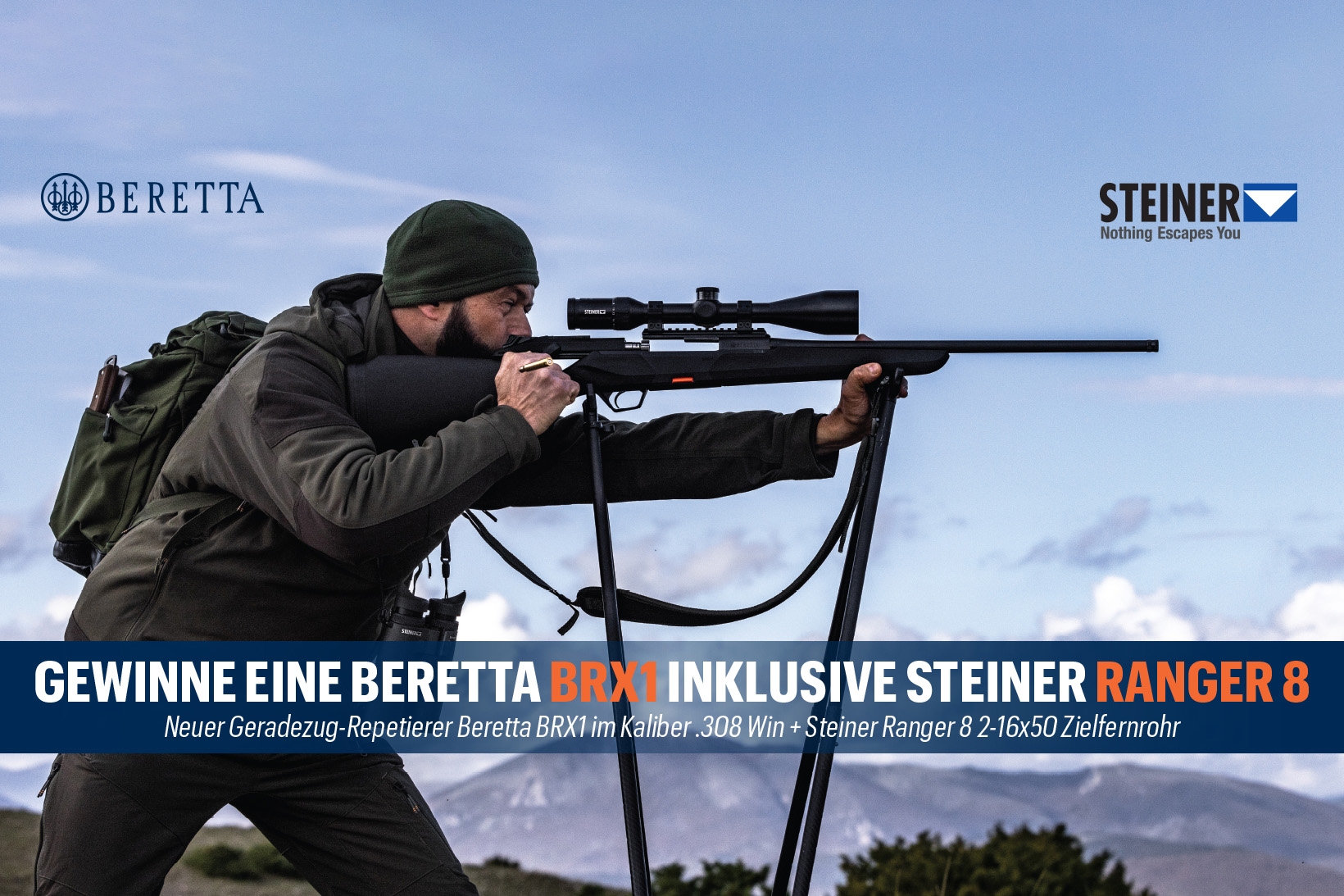 beretta: Das gibt's nur einmal: Gewinnen Sie einen Beretta-Repetierer BRX1 mit dem Zielfernrohr Steiner Ranger 8!