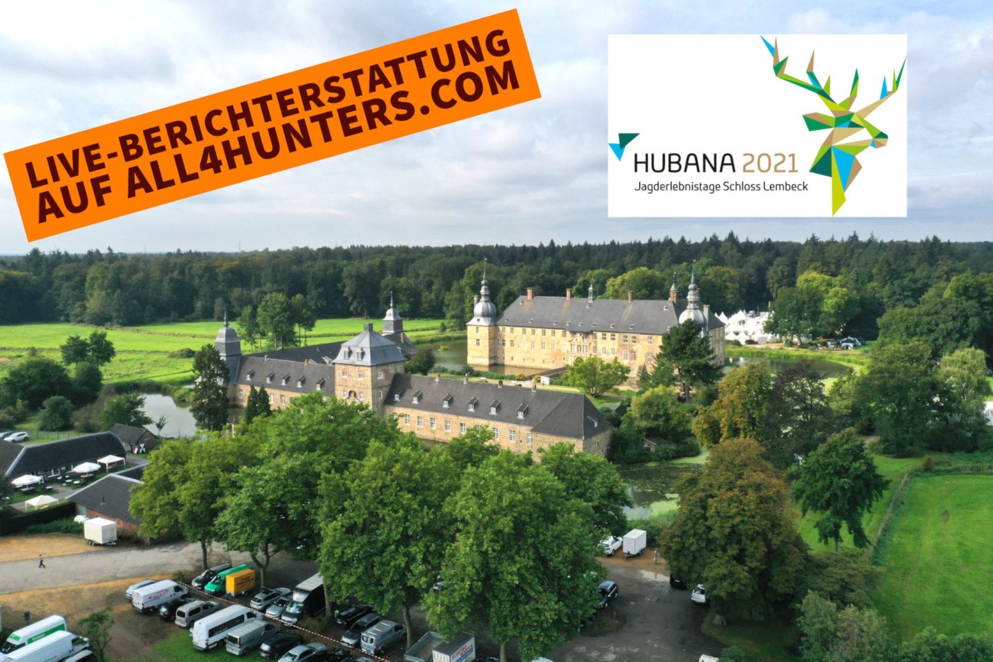 Schloss Lembeck und die HUBANA von oben.