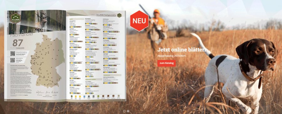 Der neue ALLJAGD Katalog für 2023/2024 ist da: Alle Angebote für Jäger, Sportschützen und Outdoor-Fans Der neue ALLJAGD Katalog für 2023/2024 ist da: Alle Angebote für Jäger, Sportschützen und Outdoor-Fans