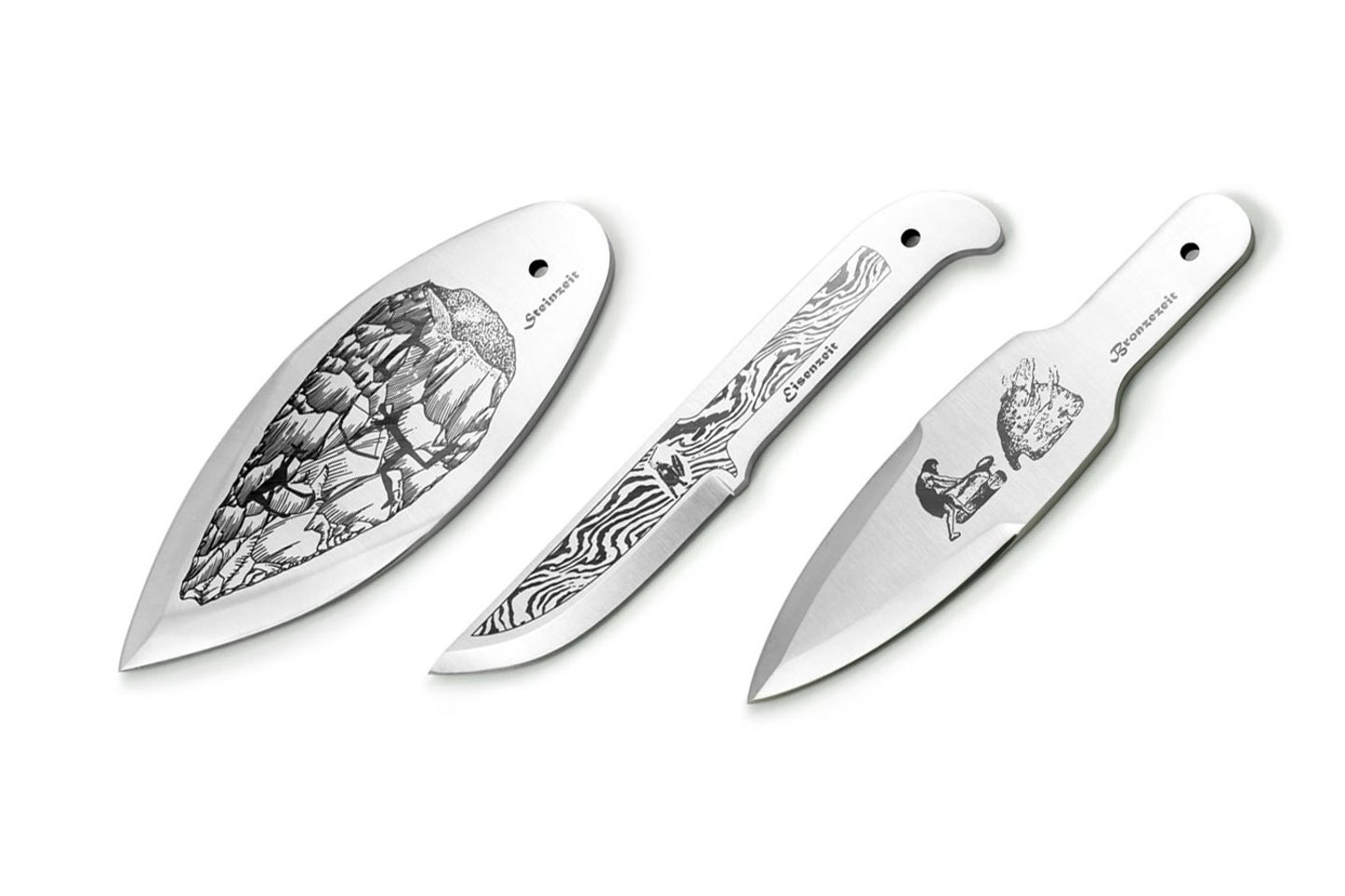 Begrenzt auf 100 Sets: PUMA Evolution – die Entwicklung des Messers von Steinzeit, Bronzezeit bis zur Eisenzeit PUMA Evolution-Set bestehend aus: "Stone", "Iron" und "Bronze"