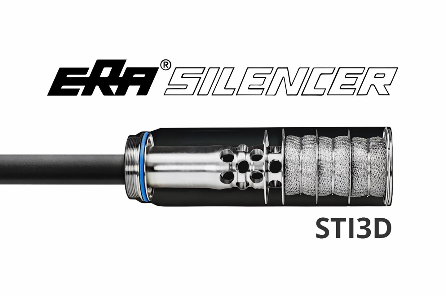 Schalldämpfer STI 3D auf Laufmündung.