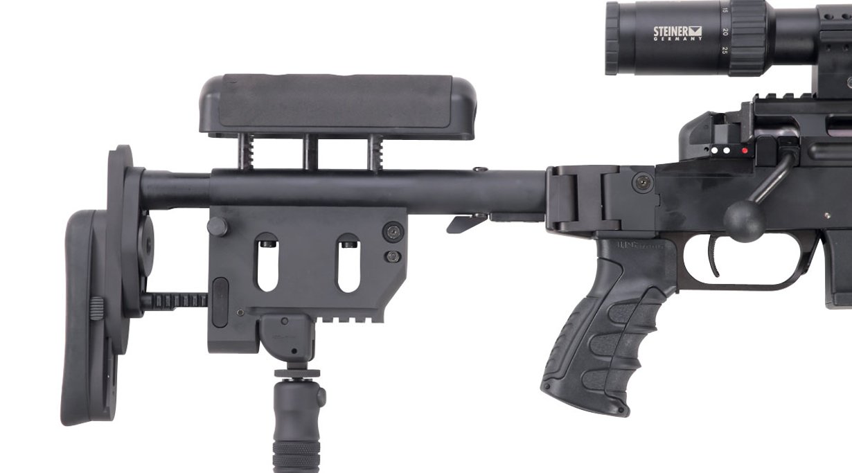 Der Klappschaft und die Schulterstütze im Detail.