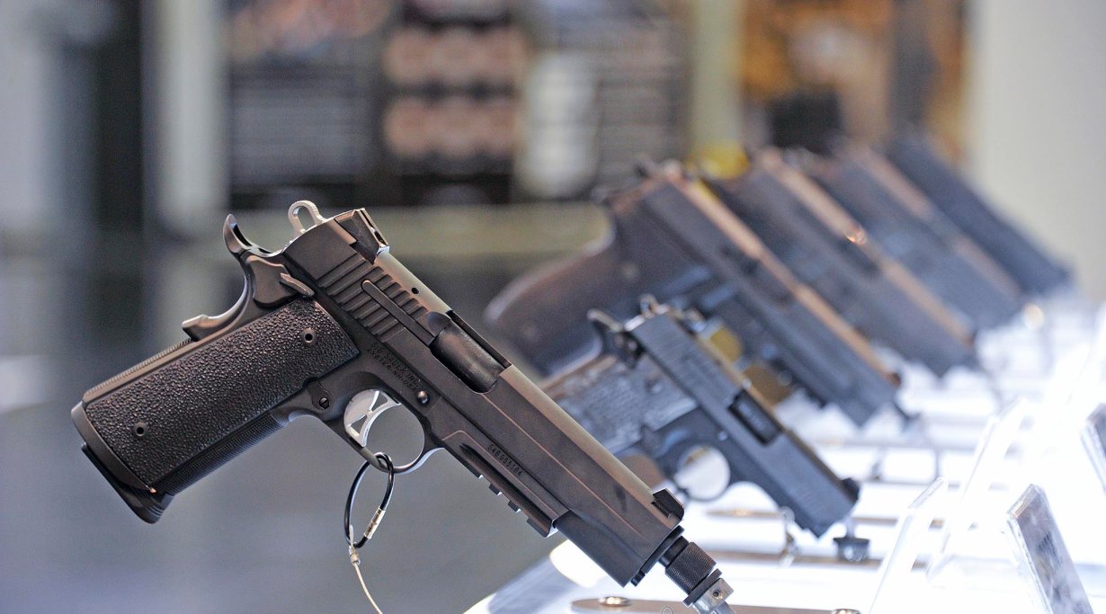Professional handguns at Sig Sauer booth, Enforcetac 2016