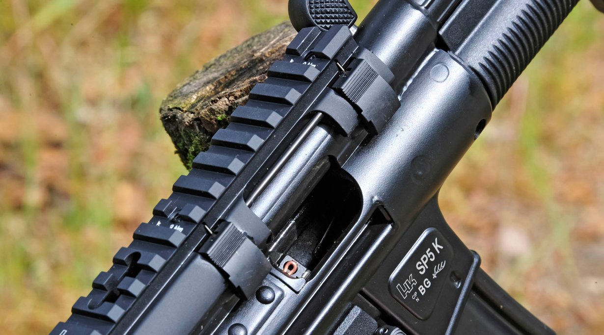 Ejection window of the Heckler & Koch SP5K semi-automatic pistol