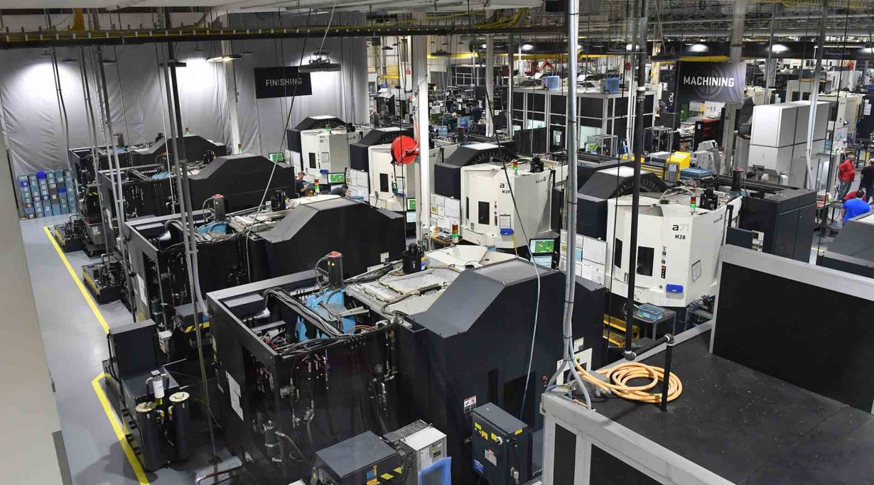 Maschineller Bearbeitungsbereich der SIG Sauer USA Produktionsanlage in Newington, New Hampshire.