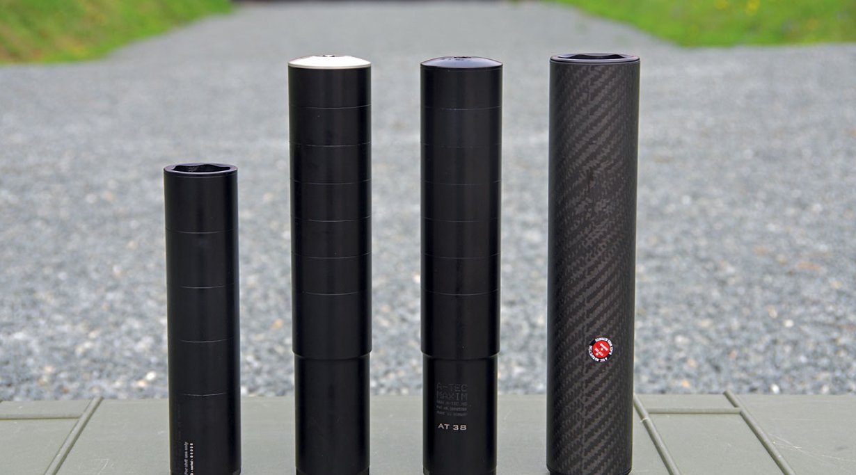 Die A-Tec-Schalldämpfer CMM-4, Maxim, Maxim Titan und Carbon 02.