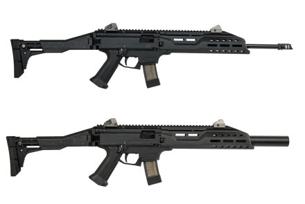 CZ-USA Karabiner Versionen CZ Scorpion EVO3 Karabiner, beide Versionen übereinander.