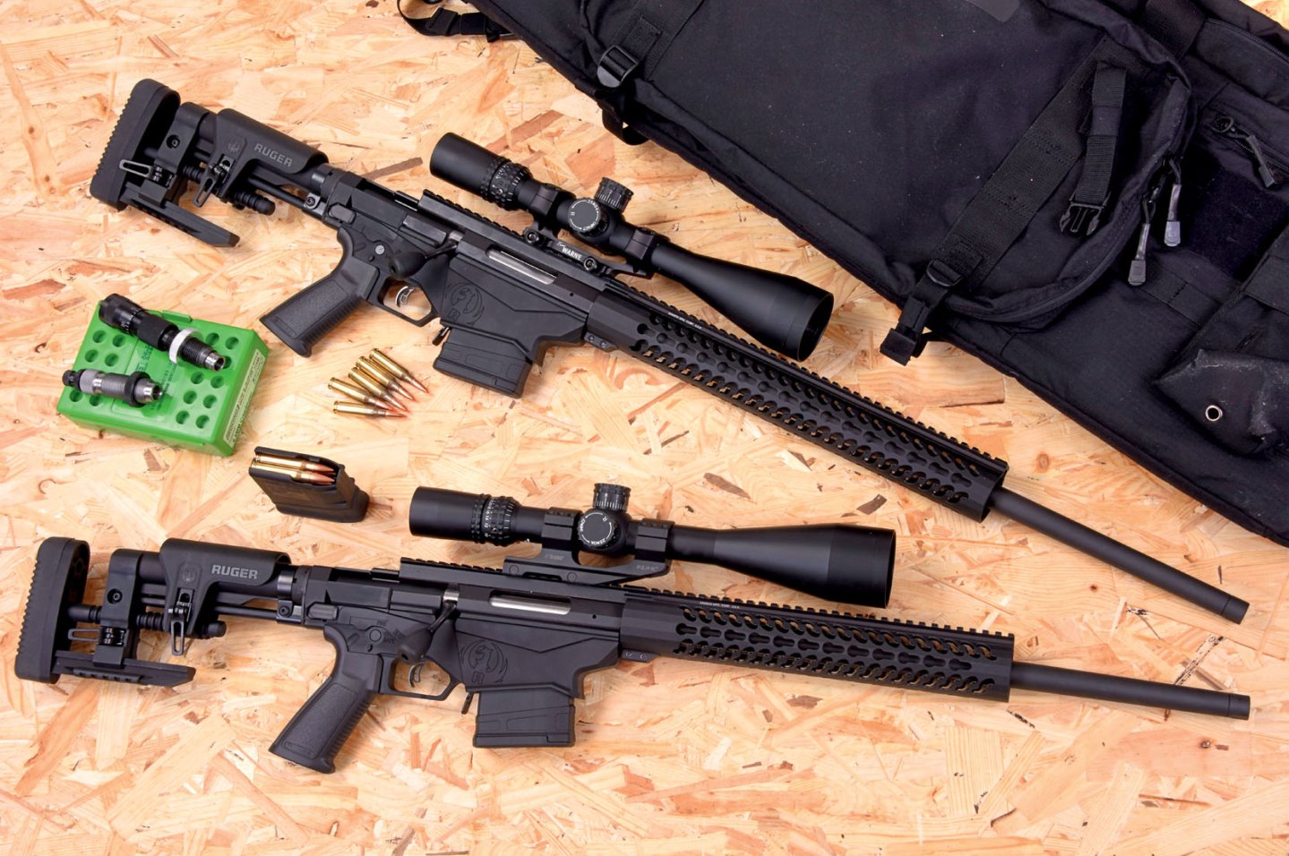 Ruger Precision Rifle im Kaliber 6,5 Creedmore und .308 Winchester Zwei Ruger Precision Rifles in 6,5 Creedmore und .308 Winchester nebeneinander