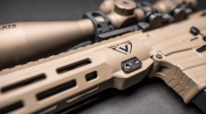 Valkyrie Logo auf der neuen halbautomatischen Selbstladebüchse Savage Arms MSR 15 Valkyrie