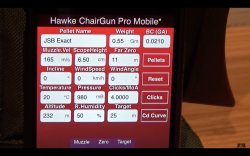 Hawke Chairgun Pro Hauptmenü Es ist das Hawke Chairgun Pro Hauptmenü auf einem Smartphone zu sehen.