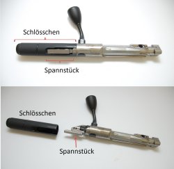 Sicherheitshinweis zur Ruger Precision Rifle Präzisionsgewehr Schlösschen und Spannstück des Ruger Precision Rifle