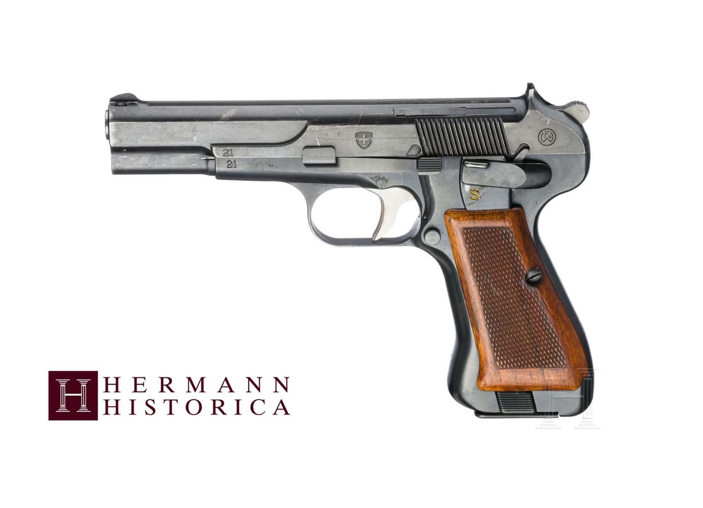 Schusswaffen aus fünf Jahrhunderten, die Highlights der 102. Hermann Historica Auktion Aufmacher: Pistole W+F 43.