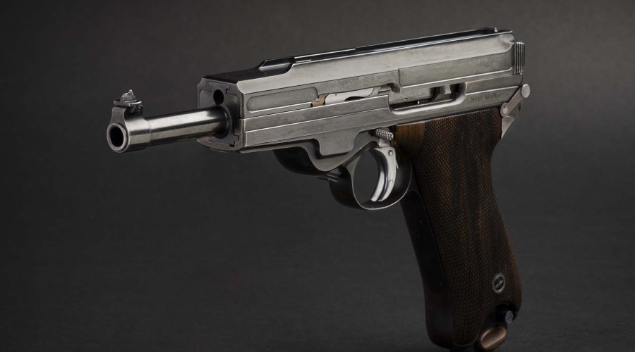 Halbautomatische Pistole System Müller im Kaliber 7,65 mm Luger.