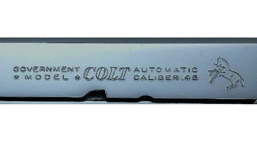 Authentische 1920er-Markierung beim Colt 1911.