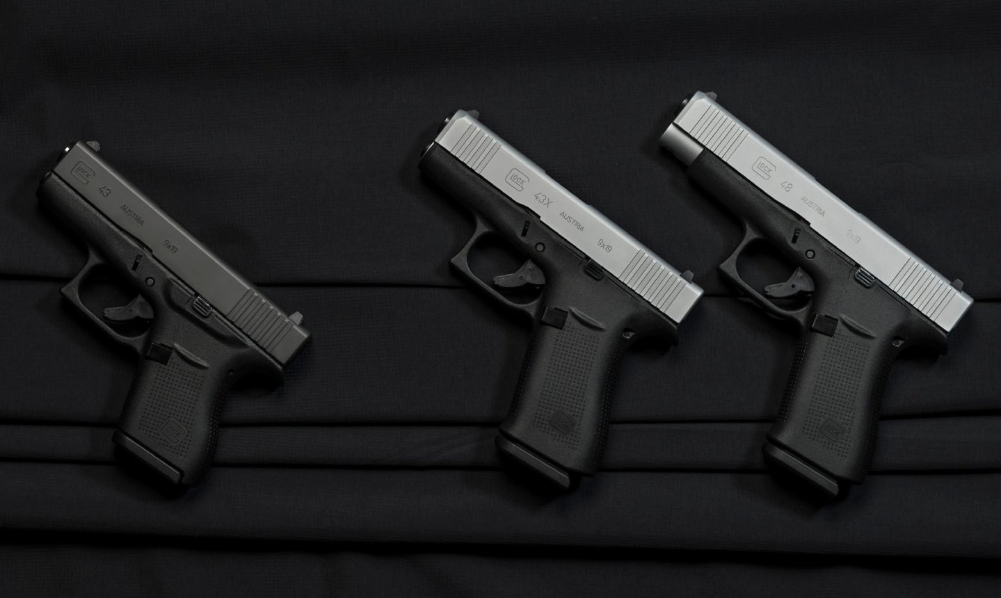 Neue Pistolen von GLOCK – SHOT Show 2019 Preview: Slimline-Modelle G43X und G48 in 9 mm Luger glock-g43x-und-g48-in-9-mm-luger-Slimline-Modelle-mit-silbernem-Verschluss-ganz-links-glock-g43.jpg
