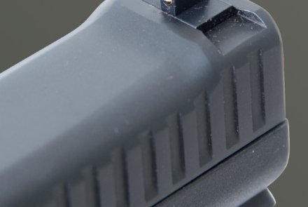 Der Schlitten und das Korn der Arsenal Firearms Strike One in 9 mm Luger Der Schlitten und das Korn der Arsenal Firearms Strike One in 9 mm Luger