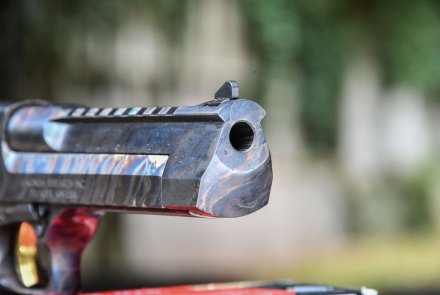Magnum Research Desert Eagle XIX 6" Case Hardened in .44 Magnum Mündung der Pistole Desert Eagle XIX Case Hardened