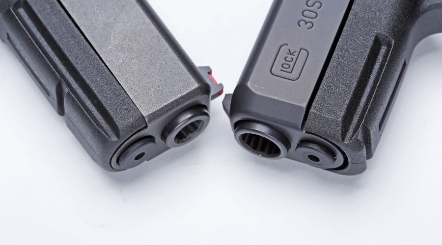 Verschluss der GLOCK G30S und G17 im Vergleich.