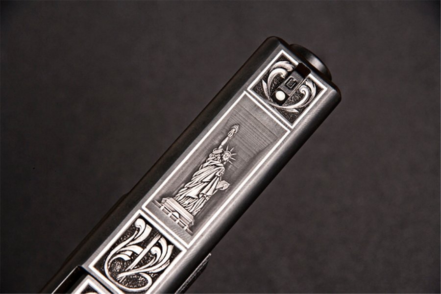 GLOCK auf der IWA 2018: die Geheimnisse hinter dem Erfolg GLOCK 22 mit Gravur der Freiheitsstatue