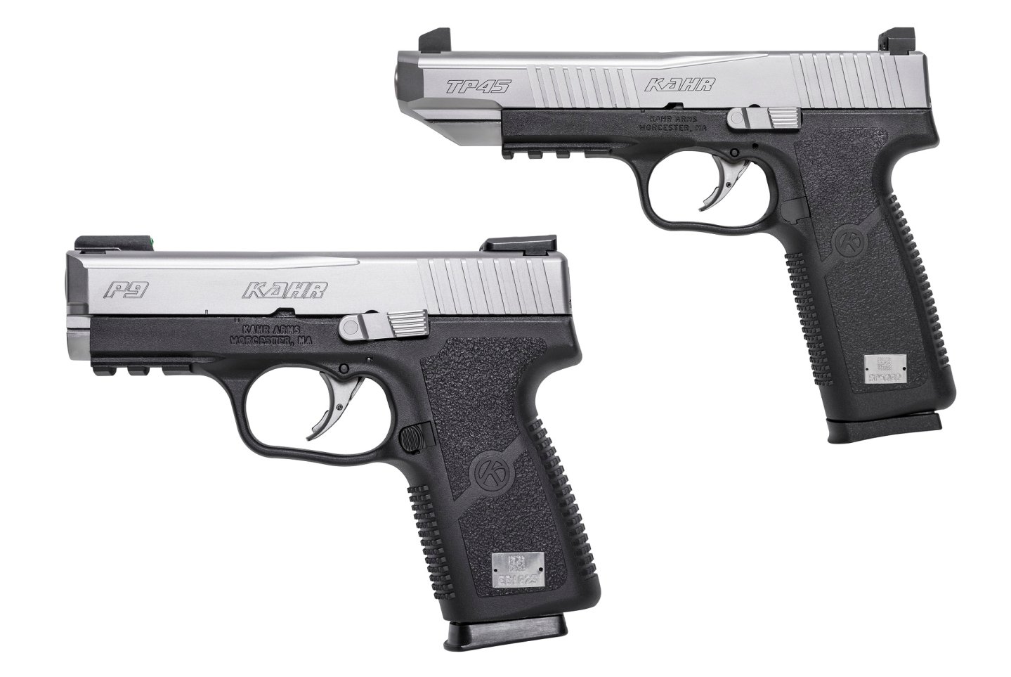 Kahr Arms Pistolen Beide Modelle der Kahr Arms Pistolenreihe der Gen.2 übereinander.