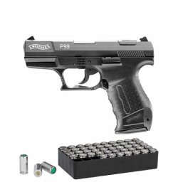 Schreckschusswaffen für Silvester – Diese Waffen eignen sich für den Jahreswechsel Walther P99 als Schreckschusswaffe. Im Vordergrund Munition in 9mm P.A.K.