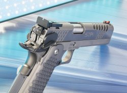 Die Selbstladepistole von Prommersberger: STP DAG 5.5 in .40 S & W und ihre Präzision Die STP DAG 5.5 in .40 S & W. von hinten