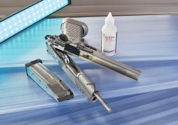 Die Selbstladepistole von Prommersberger: STP DAG 5.5 in .40 S & W und ihre Präzision Die STP DAG 5.5 in .40 S & W mit abgenommenen Pistolenschlitten