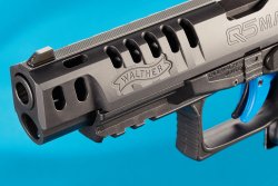 High-End Matchpistole im Test: Was kann die Walther Q5 M2 Match Combo im Kaliber 9mm Luger? Die Mündungspartie der Walther-Pistole.