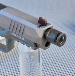 Mündung mit Kompensator der Arex Grey Wolf .