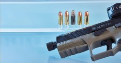 Beretta APX A1 Tactical in Kaliber 9 mm Luger im Test – was kann die verbesserte Selbstladepistole? Mündungsbereich der Beretta APX A1 Tactical.