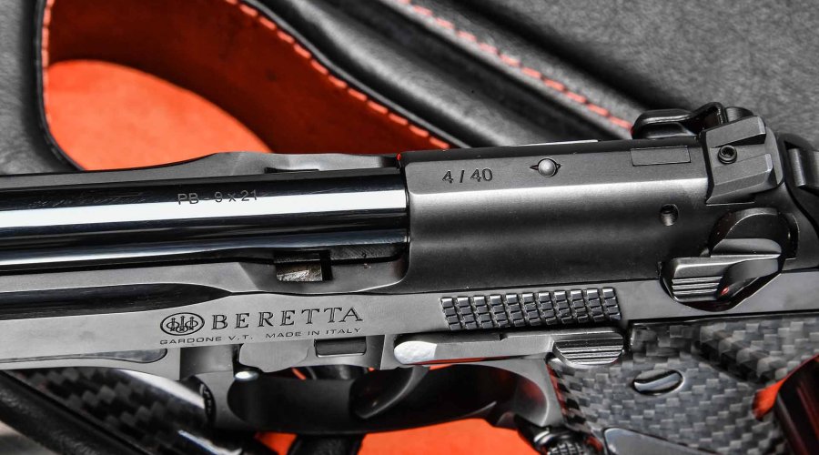 Schlitten der Pistole Beretta Fusion Black von oben