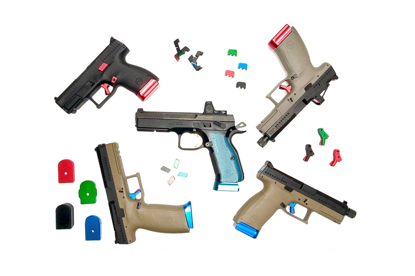 CZ Konfigurator jetzt auch für Deutschland – stellen Sie sich Ihre individuelle Wunschpistole von CZ zusammen Beispiel für die Individualisierungsmöglichkeiten an CZ P-10 und CZ Shadow 2