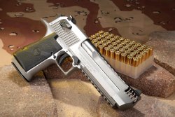 Desert Eagle Pistolen von Magnum Research: Ikonische Wüstenadler exklusiv bei Ferkinghoff International Desert-Eagle_XIX-Stainless-Steel-Magnum-Research-bei-Ferkinghoff-International-rechte-Seitenansicht-mit-Munition
